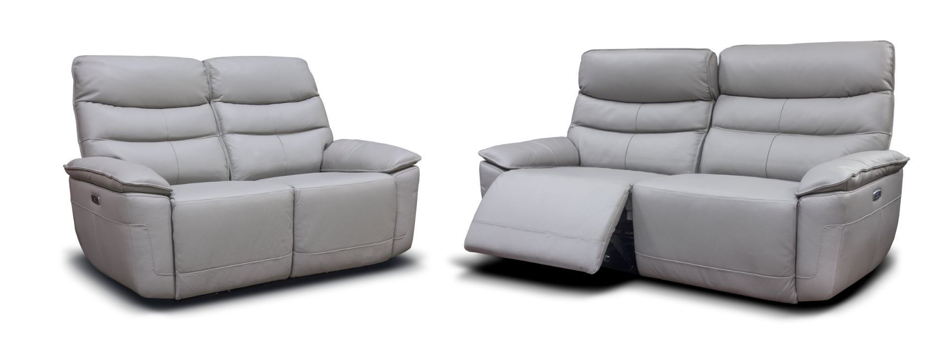 Cadiz Reclining sofa - Light Grey Full leather