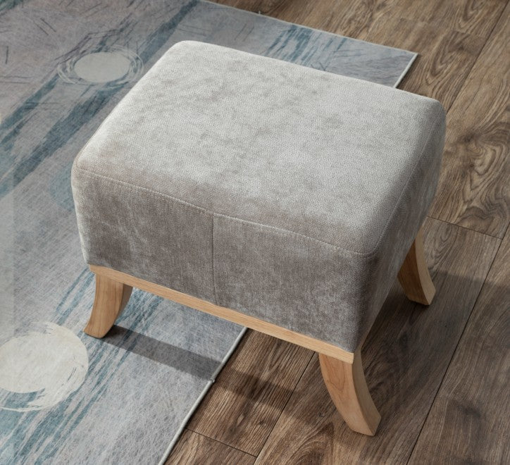 High Back Chair & Footstool – Light Grey