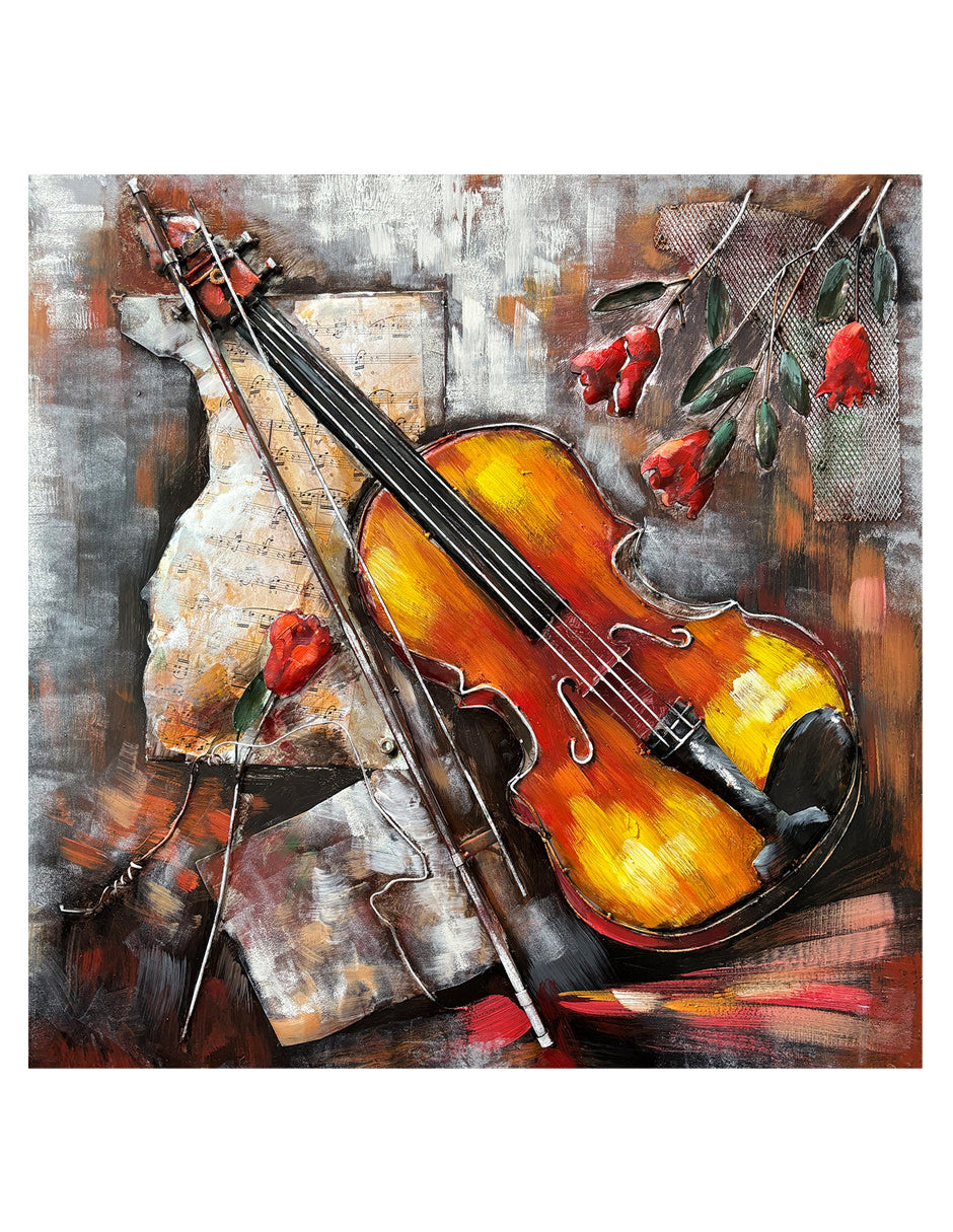 FAM-0328 3D Metal & Wood Wall Art – 80x80 cm