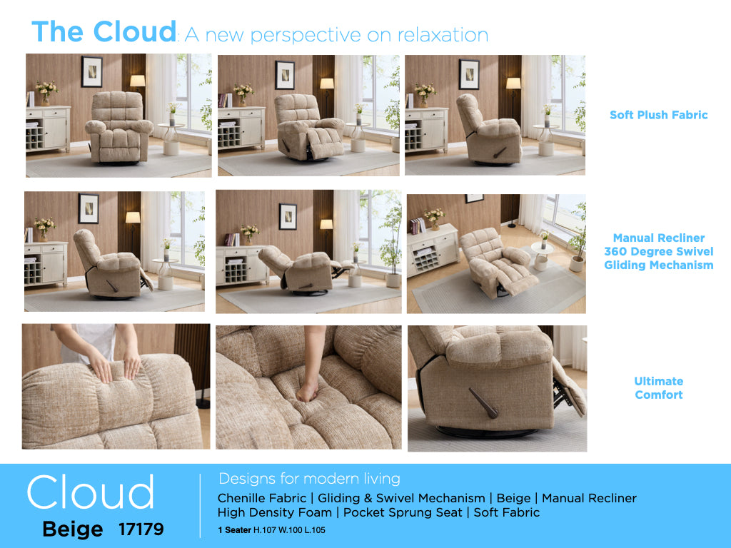 Cloud Swivel Recliner
