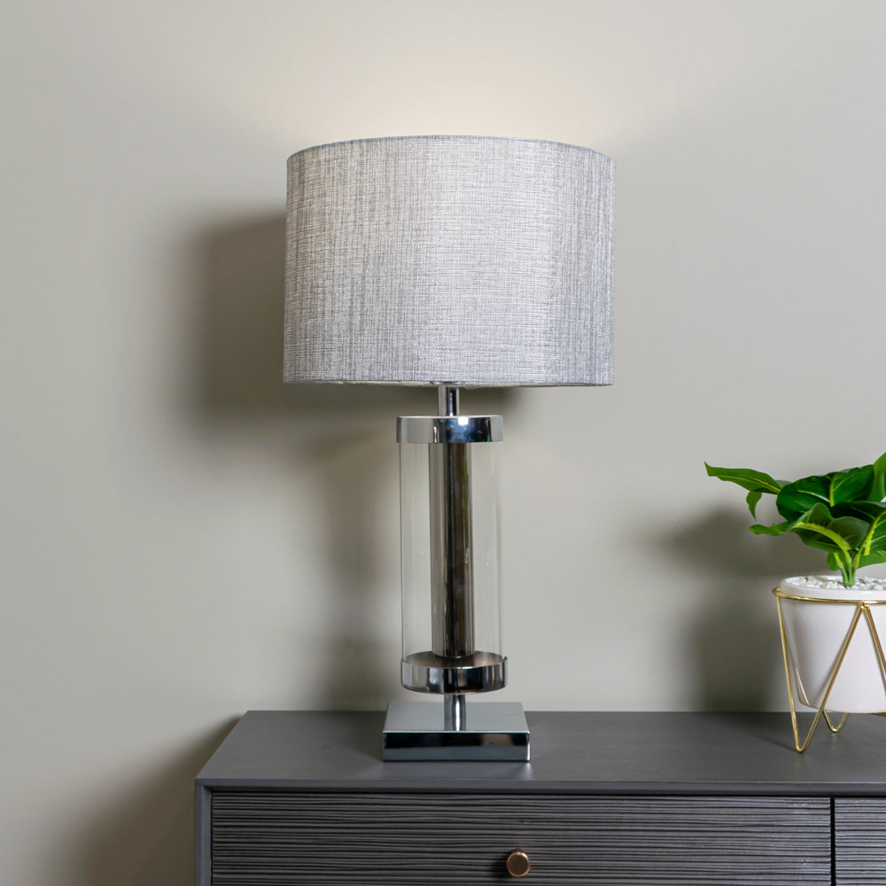 Jane Glass cylinder lamp Silver / Grey 54cm