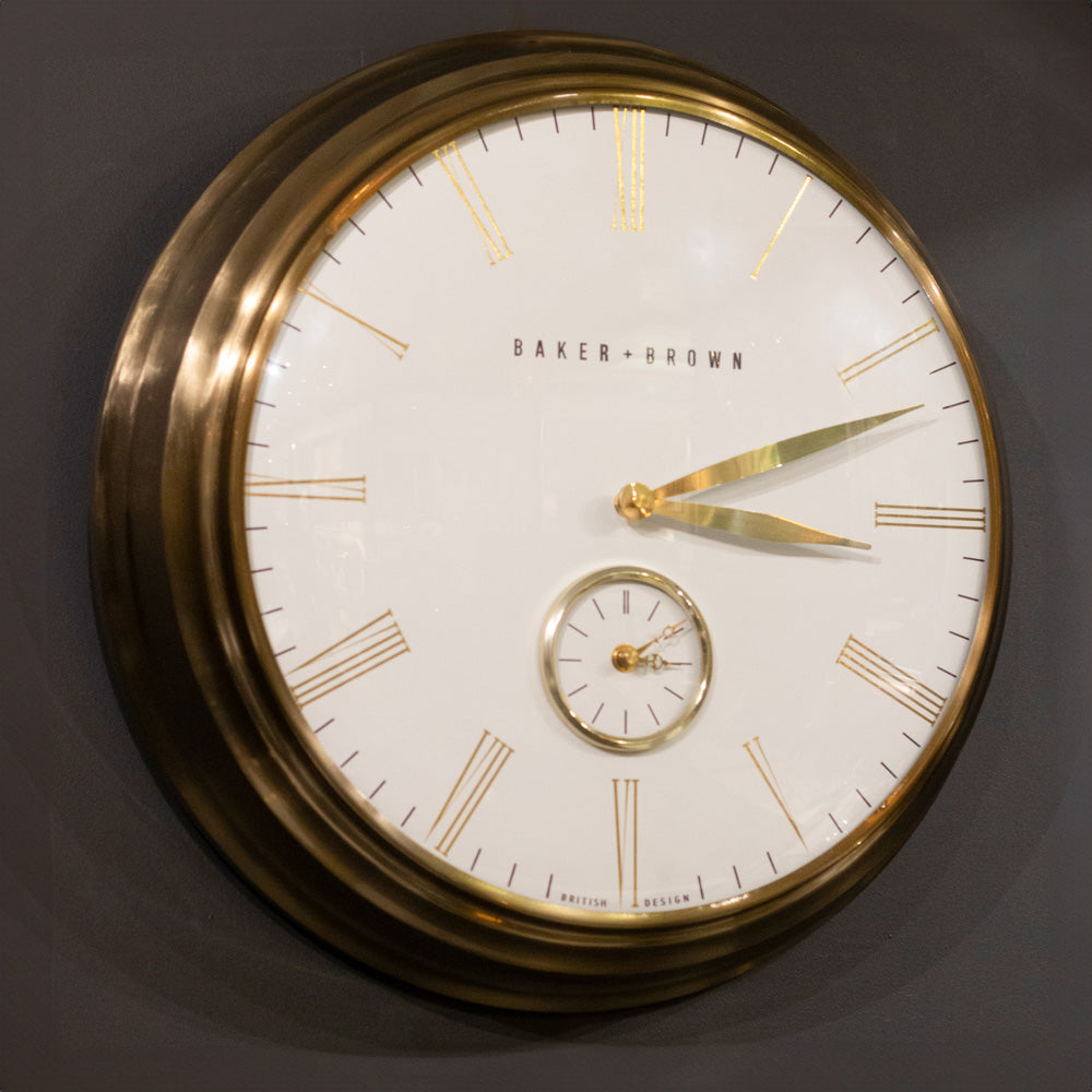Antique Brass Wall Clock 49cm