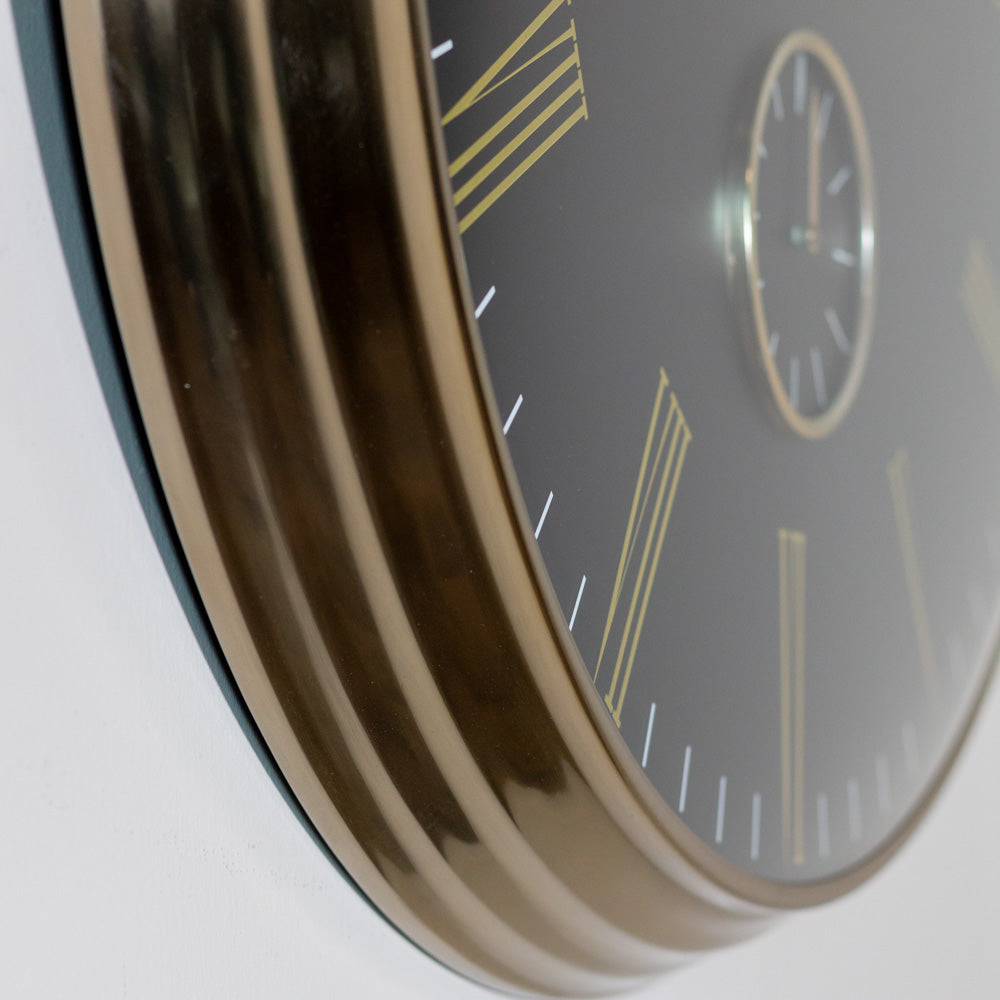 Black & Brass 72cm Wall Clock