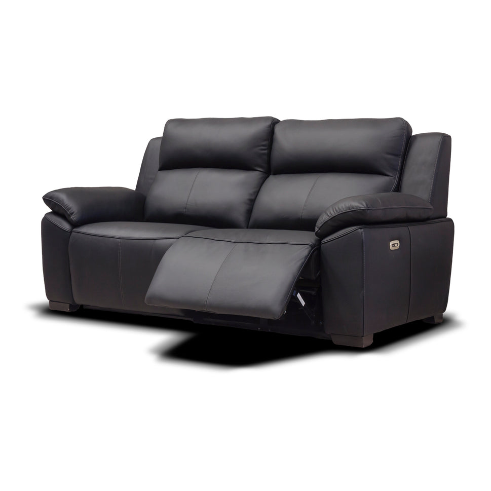 Grafton Black leather electric suite