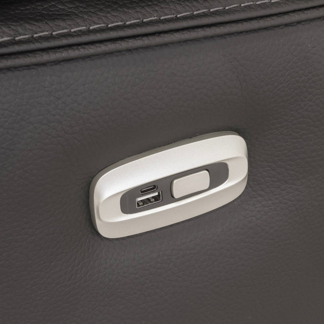 Grafton Black leather electric suite