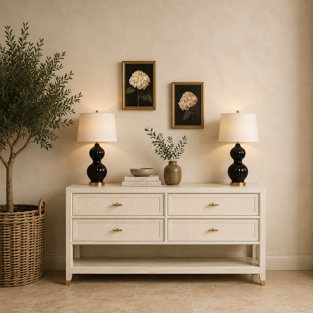 Lelia 4 Drawer Ivory Sideboard with Shelf