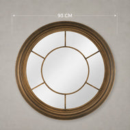 Antique Brass Round Metal Wall Mirror – 93 cm