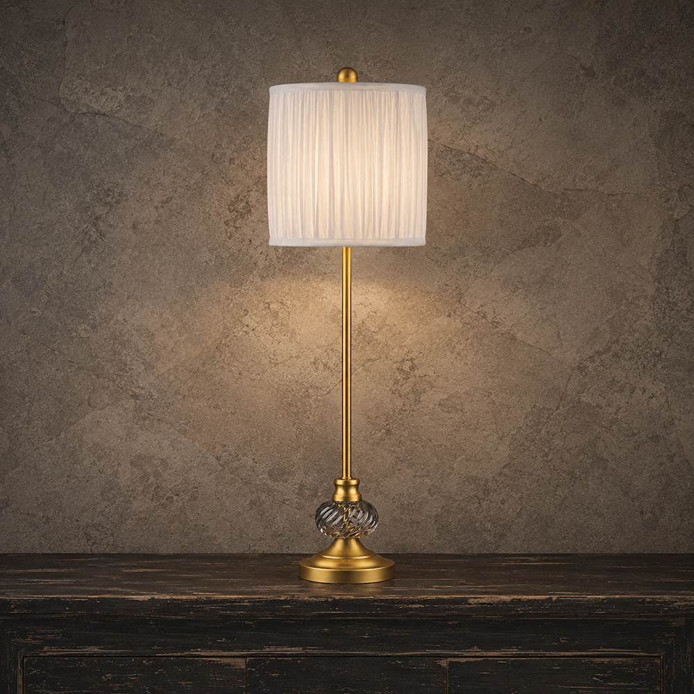 Tall Gold & Glass Buffet Lamp – 87 cm