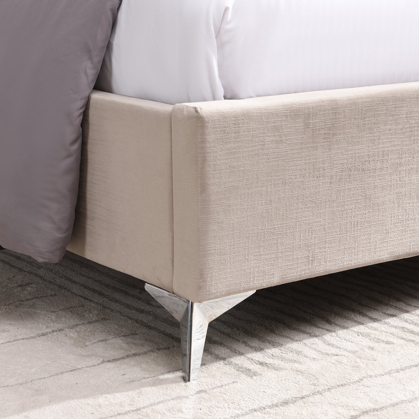 Mayo Beige Fabric Bed 4ft 6