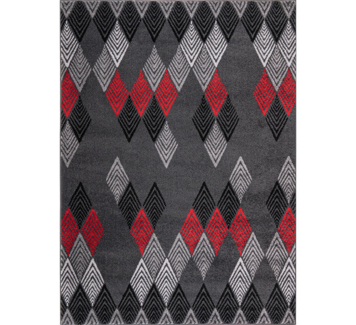 Twist 10638 Rug  Grey , Black & Red