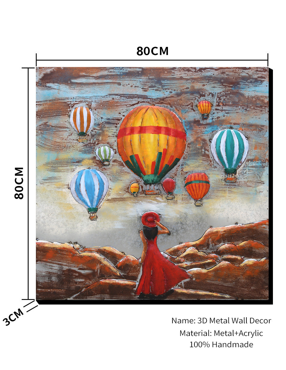 FAM-2527 3D Metal & Wood Wall Art – 80x80 cm