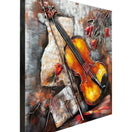 Switch Abstract canvas wall art featuring a violin and bow with red roses on a textured gray, brown, and orange background. 3 Metal Wall art by House of Murphy 3 image