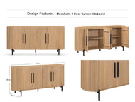 Stockholm 4 door Curved Sideboard