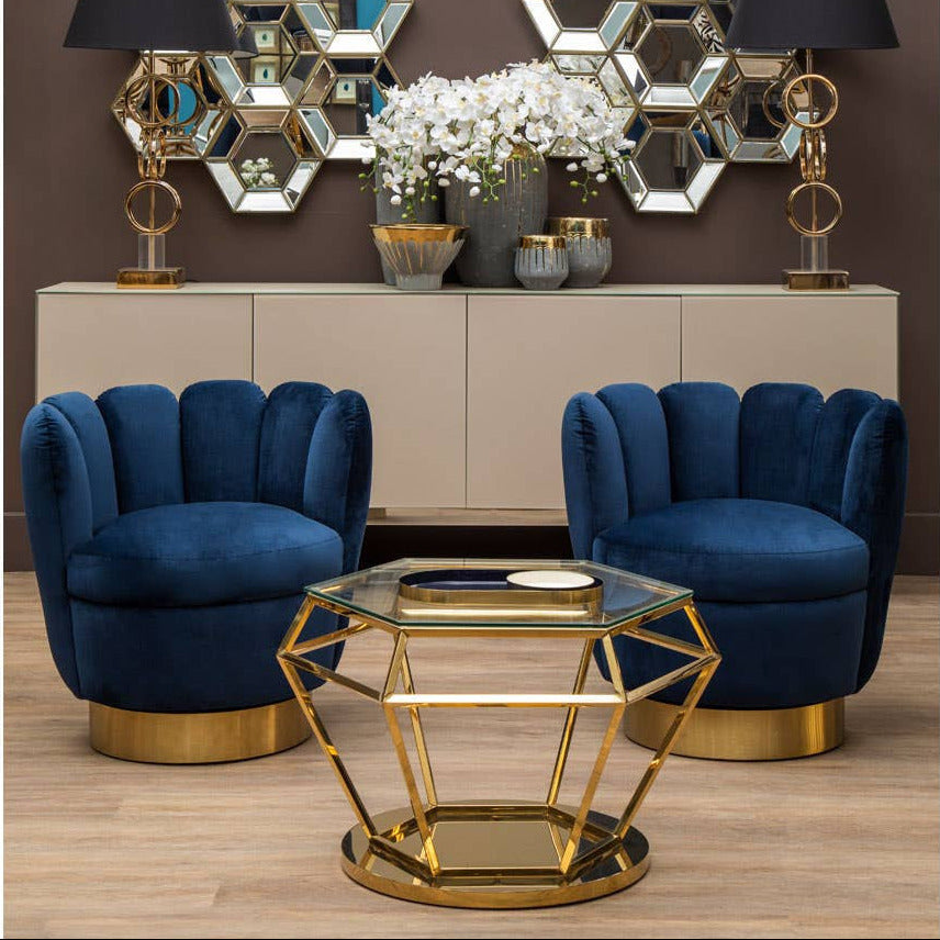 Allure Large Gold Finish Diamond End Table