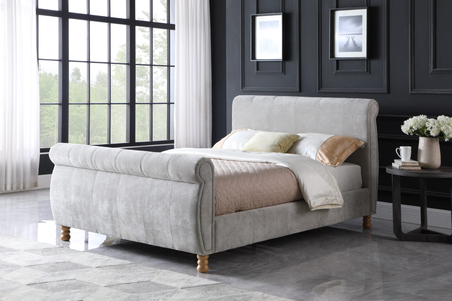 5'0 Chicago Bedstead  Pale Grey