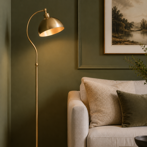 Swan Standard Lamp – Brushed Brass