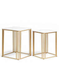 Gold & Marble Side Tables – Set of 2