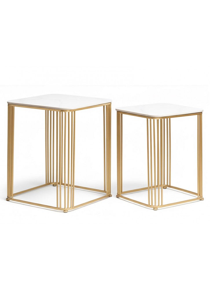Gold & Marble Side Tables – Set of 2