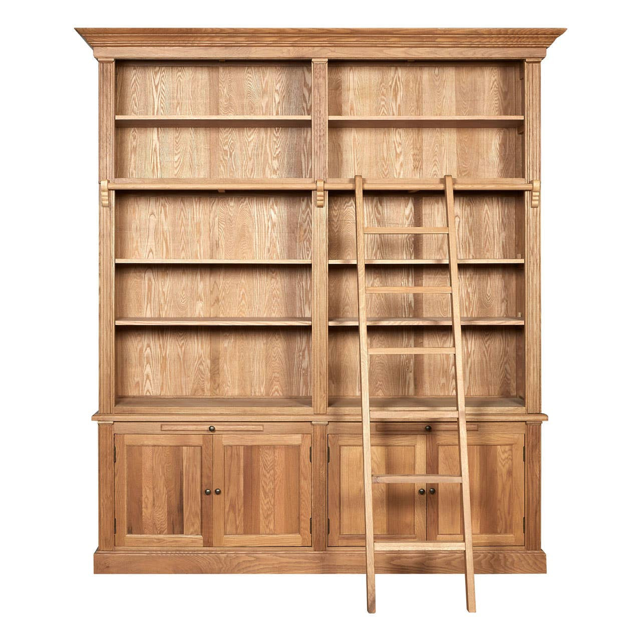 Oak Library bookcase with ladder