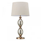Switch Brass &amp; Mercury Table Lamp with Natural Linen Shade 2 image
