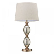 Brass & Mercury Table Lamp with Natural Linen Shade