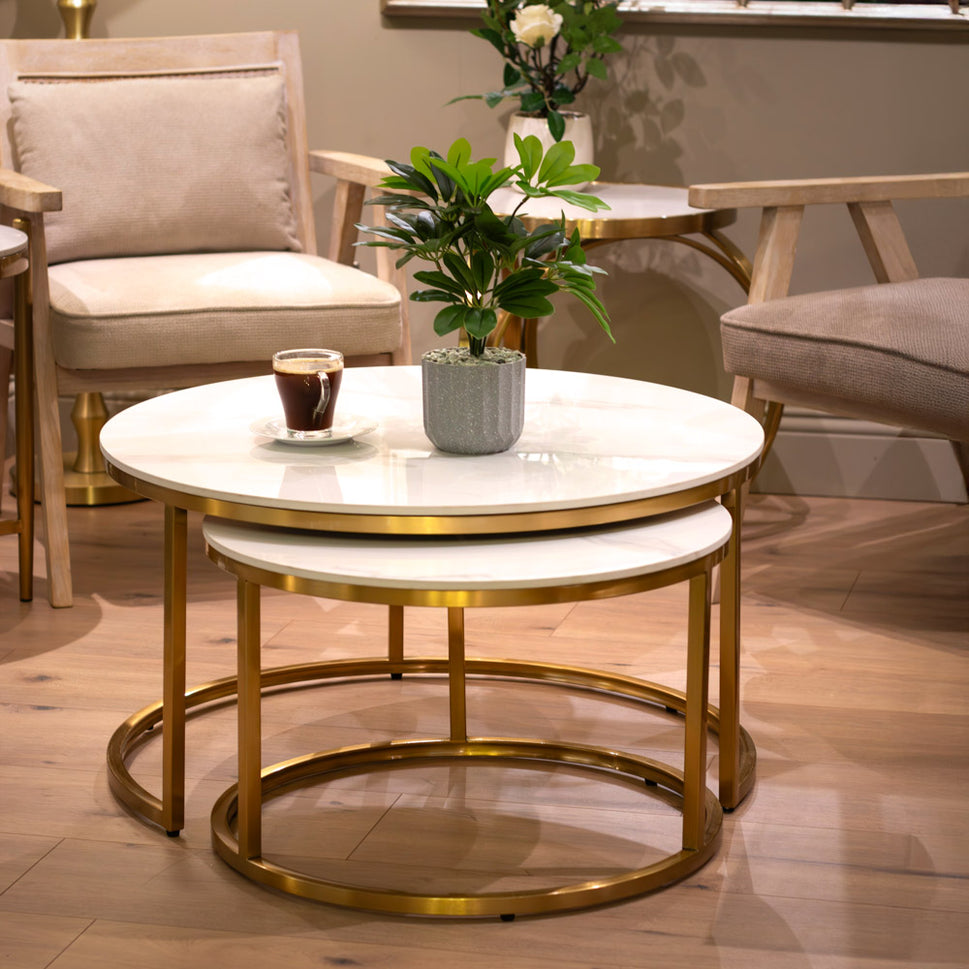 Vienna Marble S/ Tables - set of 2