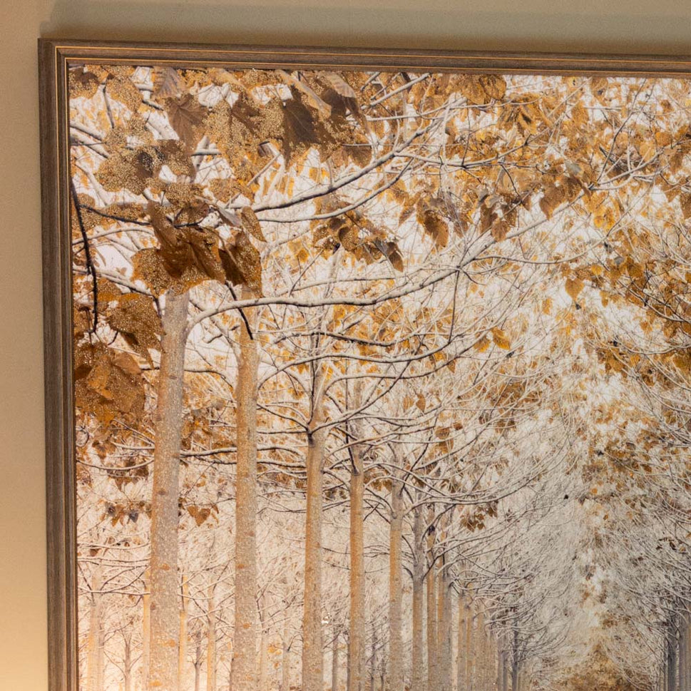 Framed Canvas Tree Lined Avenue