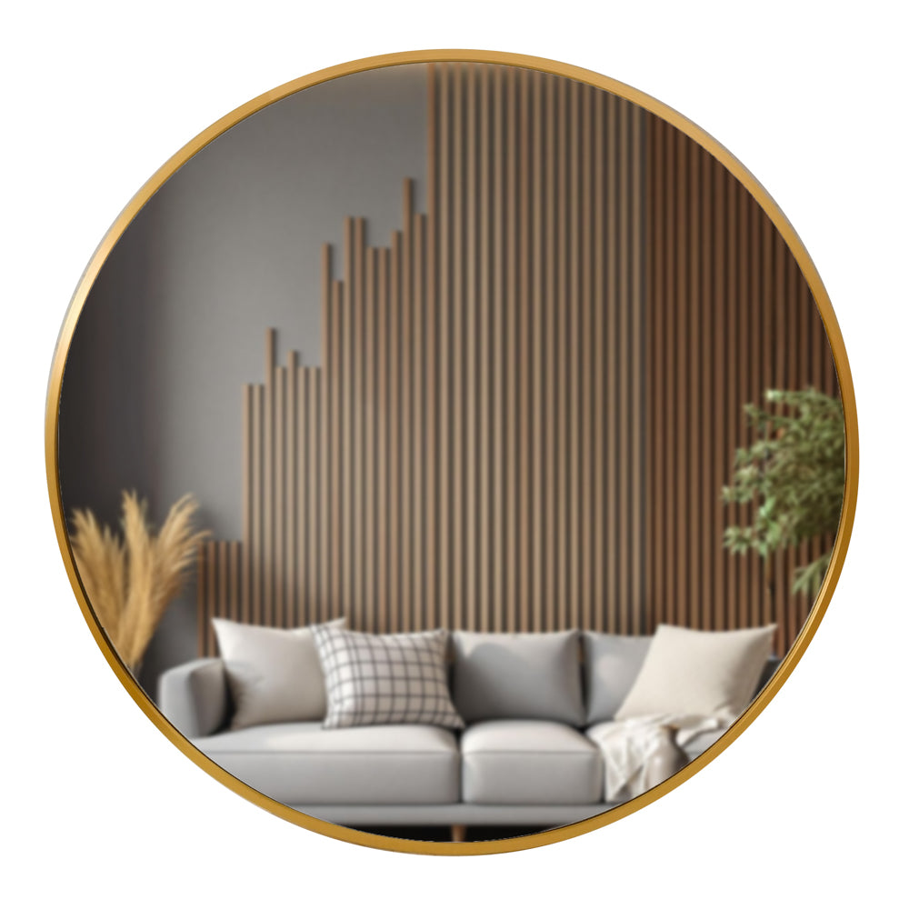 Round 120 cm Gold Mirror