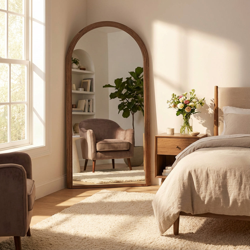 Leaner walnut stepped mirror 80 x 180 cm