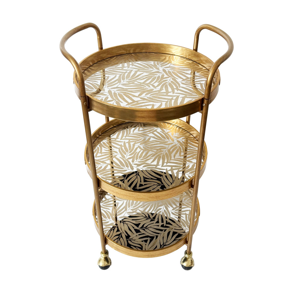 3-Tier Gold Trolley with Removable Trays