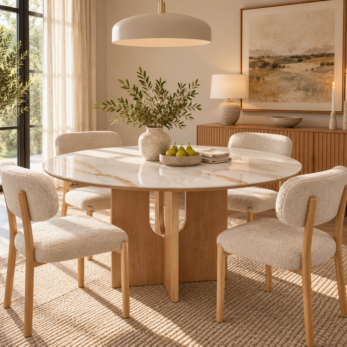 Beth 1.2 m Round Dining Table & 4 Chairs