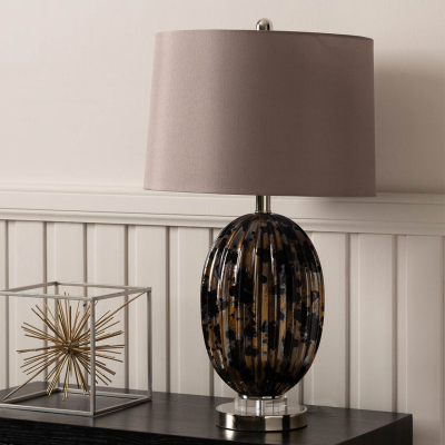 Ribbed Black & Gold Table Lamp