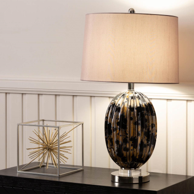 Ribbed Black & Gold Table Lamp